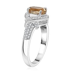 Marialite, Moissanite Art Deco Halo Ring in Rhodium Over Sterling Silver 1.60 ctw (Size 5.0)
