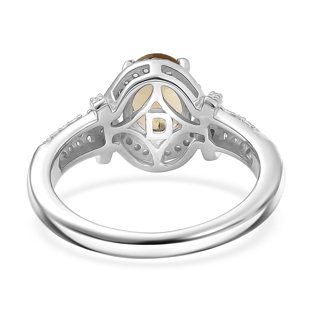 Marialite, Moissanite Art Deco Halo Ring in Rhodium Over Sterling Silver 1.60 ctw (Size 5.0) image number 4