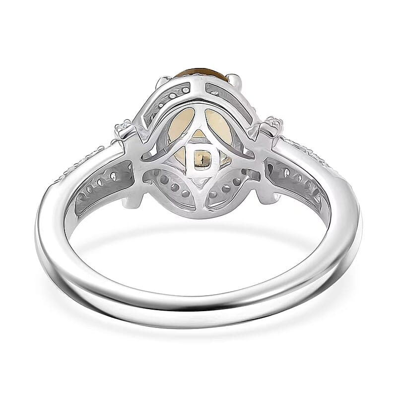 Marialite, Moissanite Art Deco Halo Ring in Rhodium Over Sterling Silver 1.60 ctw (Size 6.0)
