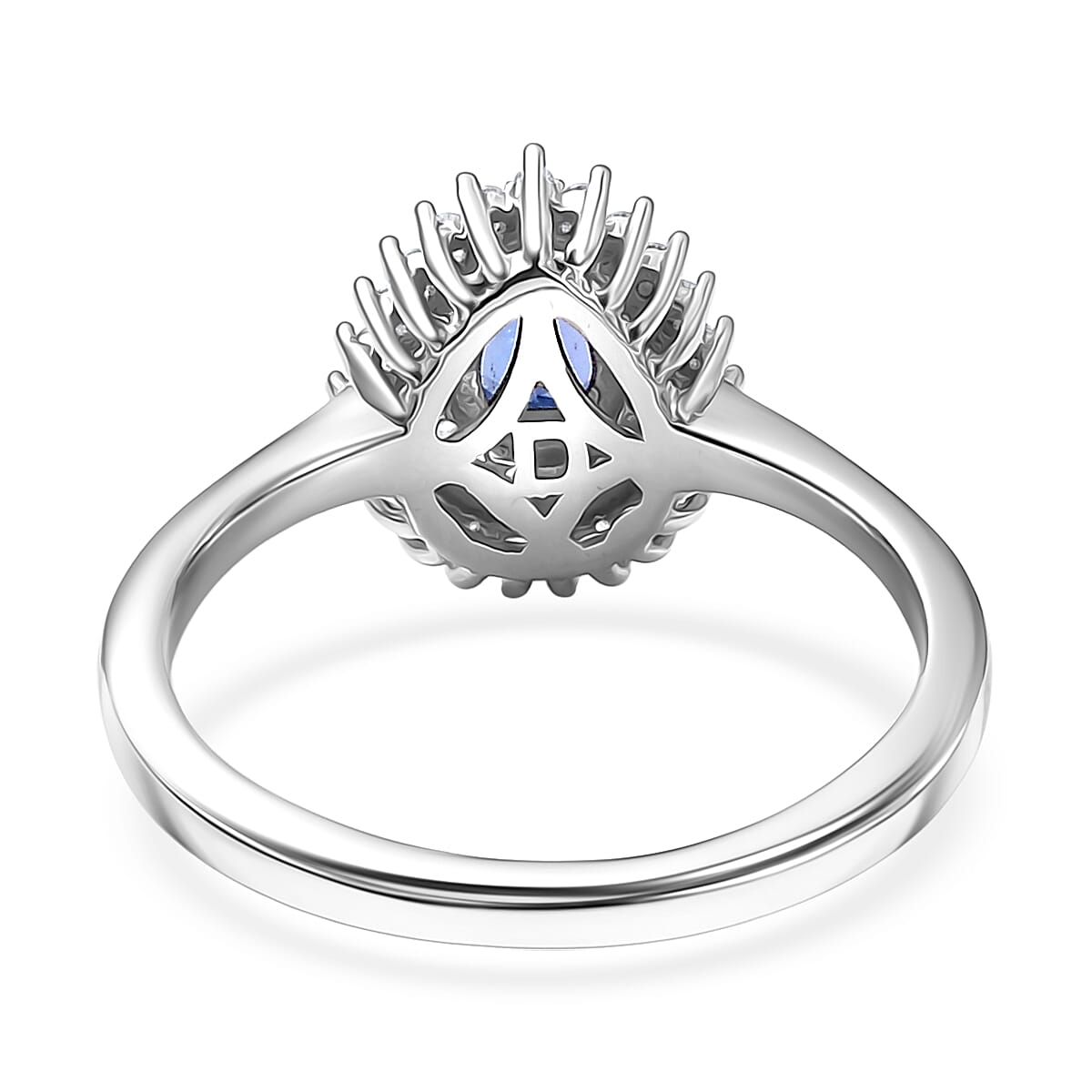 D'Joy AAA Tanzanite and White Zircon 0.80 ctw Twilight Drop Ring in Rhodium Over Sterling Silver (Size 5.0) image number 4