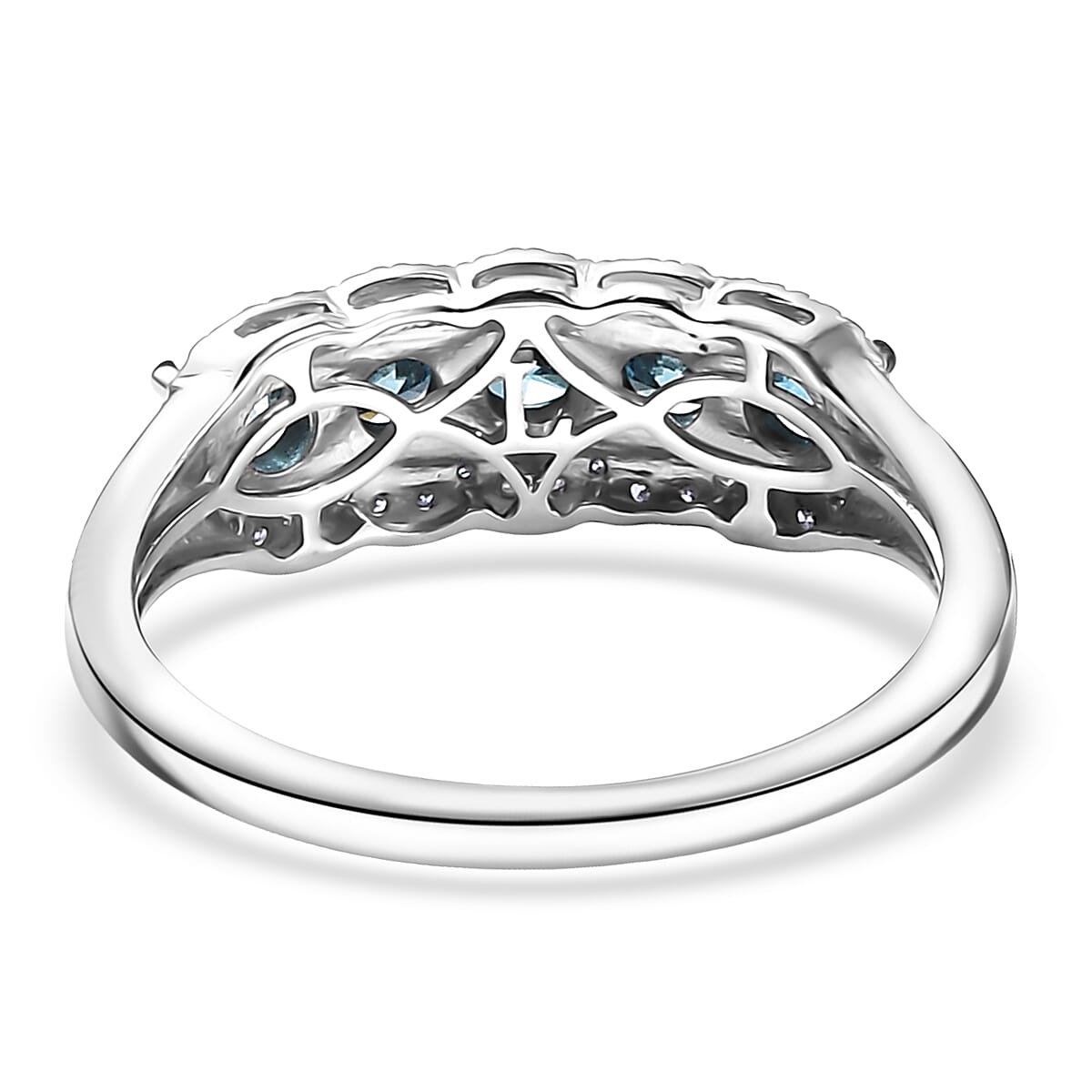 Luxuriant Lab Grown Blue Diamond (IR) and Lab Grown Diamond SI 1.00 ctw Blue Lumin Ring in Rhodium Over Sterling Silver (Size 7.0) image number 3