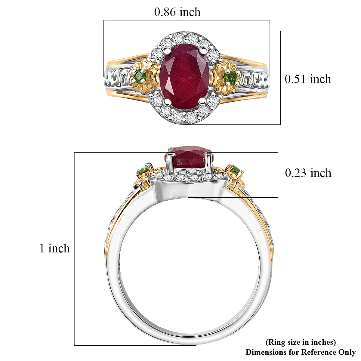 EverTrue Niassa Ruby (FF) and Multi Gemstone 2.25 ctw Ring in 18K YG Plated and Platinum Bond (Size 5.0) image number 5
