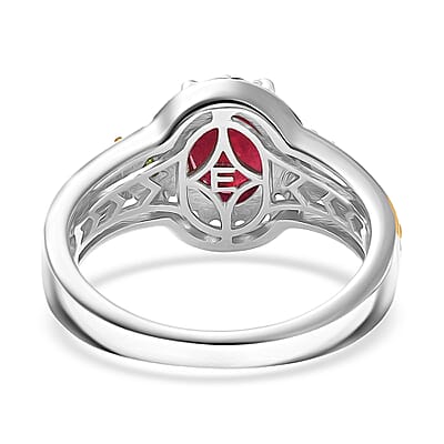 EverTrue Niassa Ruby (FF) and Multi Gemstone 2.25 ctw Ring in 18K YG Plated and Platinum Bond (Size 7.0)