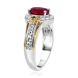 EverTrue Niassa Ruby (FF) and Multi Gemstone 2.25 ctw Ring in 18K YG Plated and Platinum Bond (Size 9.0)