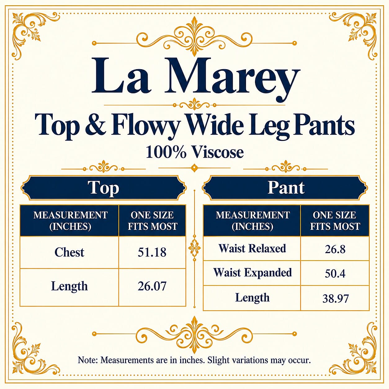 La Marey Light Blue Casual Basic Tops and Flowy Wide Leg Pants - One Size Fits Most