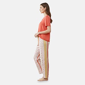 La Marey Orange and Red Casual Basic Tops and Flowy Wide Leg Pants - One Size Fits Most