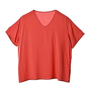 La Marey Orange and Red Casual Basic Tops and Flowy Wide Leg Pants - One Size Fits Most