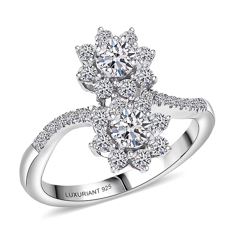 Luxuriant Lab Grown Diamond (G-H, SI) Ring in Rhodium Over Sterling Silver 1.00 ctw (Size 10.0)