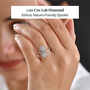 Luxuriant Lab Grown Diamond (G-H, SI) Ring in Rhodium Over Sterling Silver 1.00 ctw (Size 10.0)