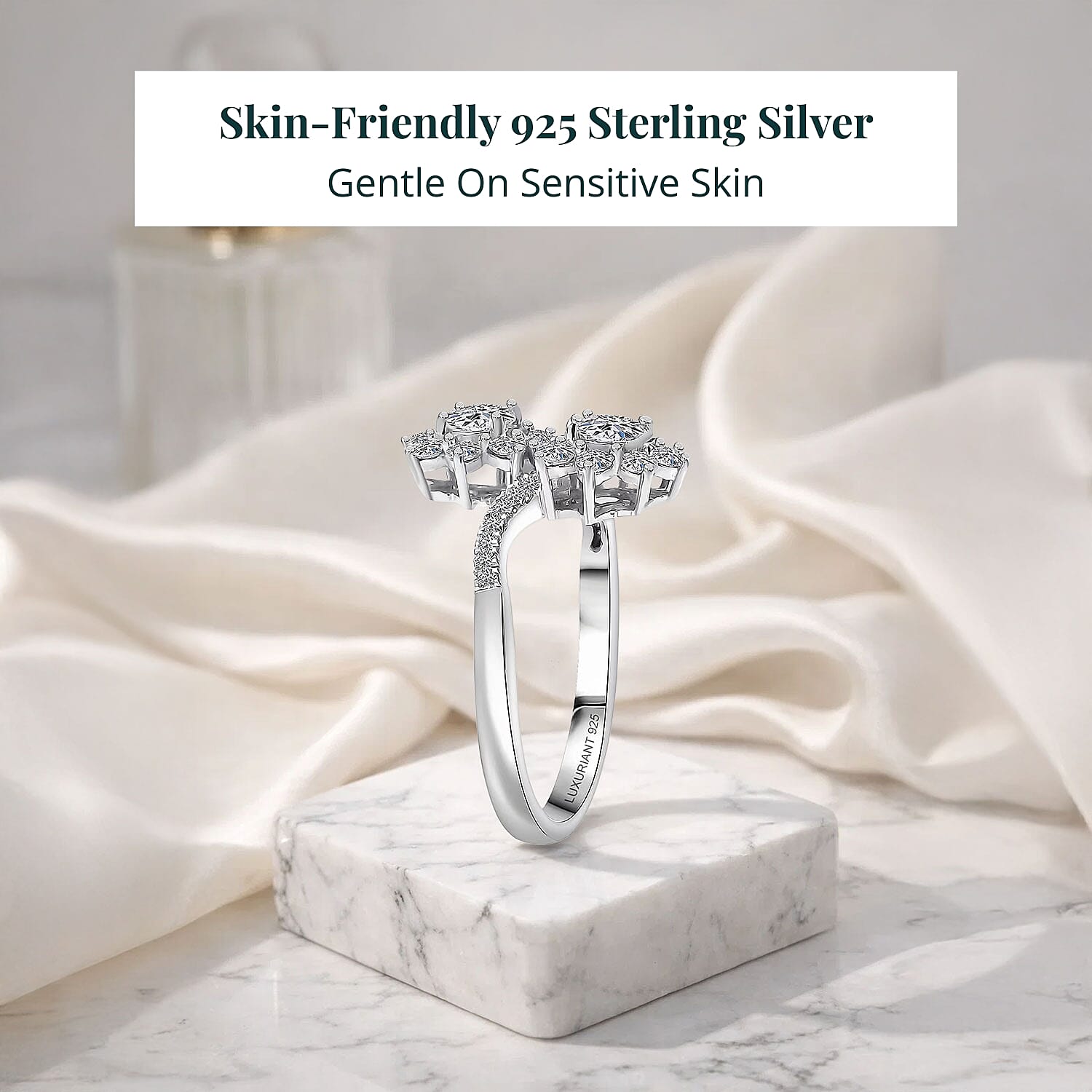 Luxuriant Lab Grown Diamond (G-H, SI) Ring in Rhodium Over Sterling Silver 1.00 ctw (Size 10.0)