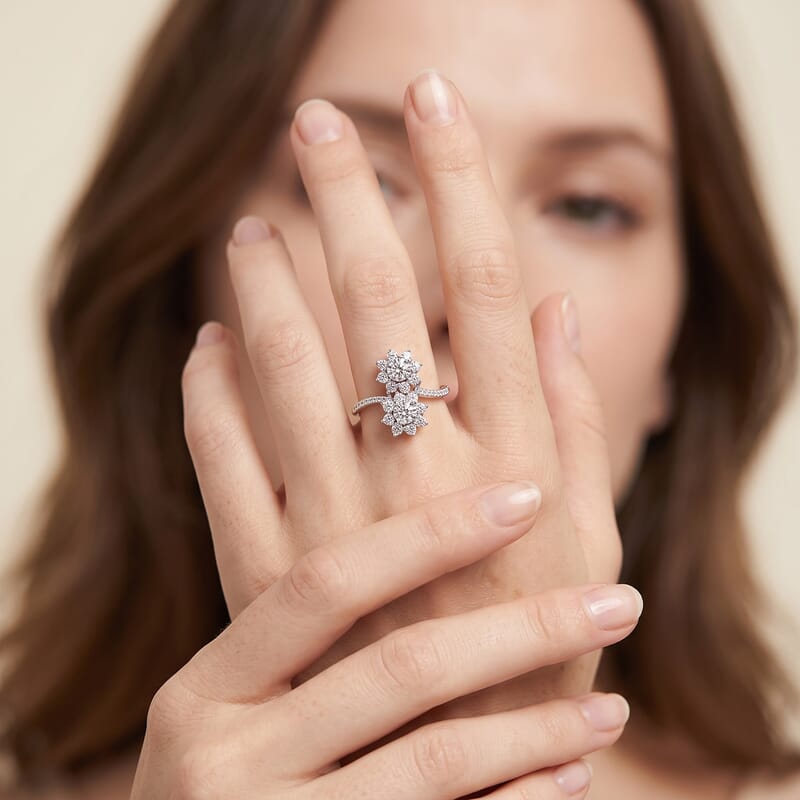 Luxuriant Lab Grown Diamond (G-H, SI) Ring in Rhodium Over Sterling Silver 1.00 ctw (Size 10.0)