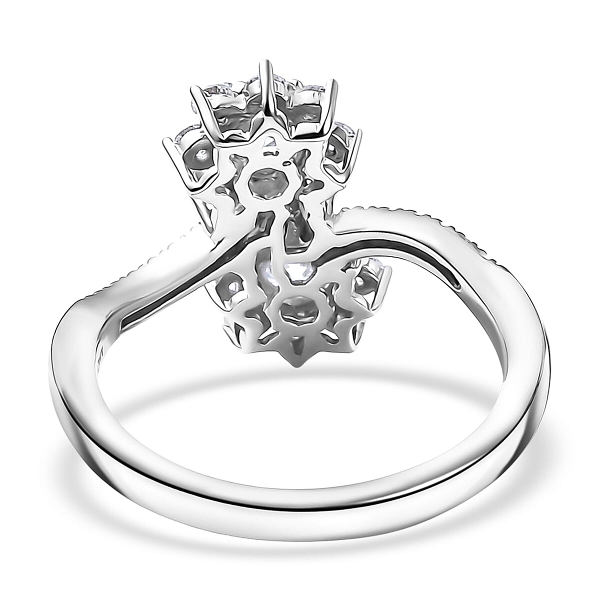 Luxuriant Lab Grown Diamond G-H SI 1.00 ctw Twin Aura Ring in Rhodium Over Sterling Silver (Size 6.0) image number 4