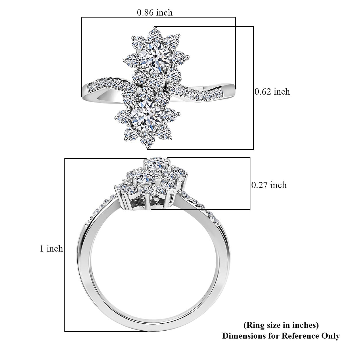 Luxuriant Lab Grown Diamond G-H SI 1.00 ctw Twin Aura Ring in Rhodium Over Sterling Silver (Size 6.0) image number 5