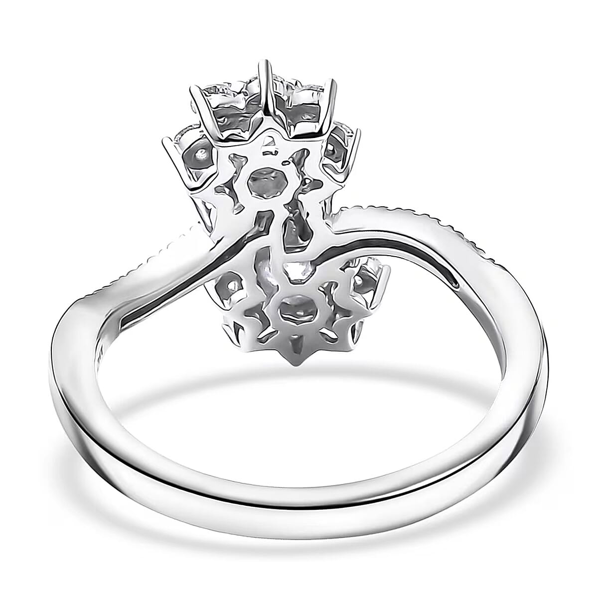 Luxuriant Lab Grown Diamond (G-H, SI) Ring in Rhodium Over Sterling Silver 1.00 ctw (Size 7.0) image number 7