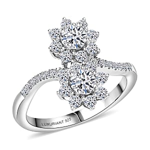 Luxuriant Lab Grown Diamond G-H SI 1.00 ctw Twin Aura Ring in Rhodium Over Sterling Silver (Size 8.0)