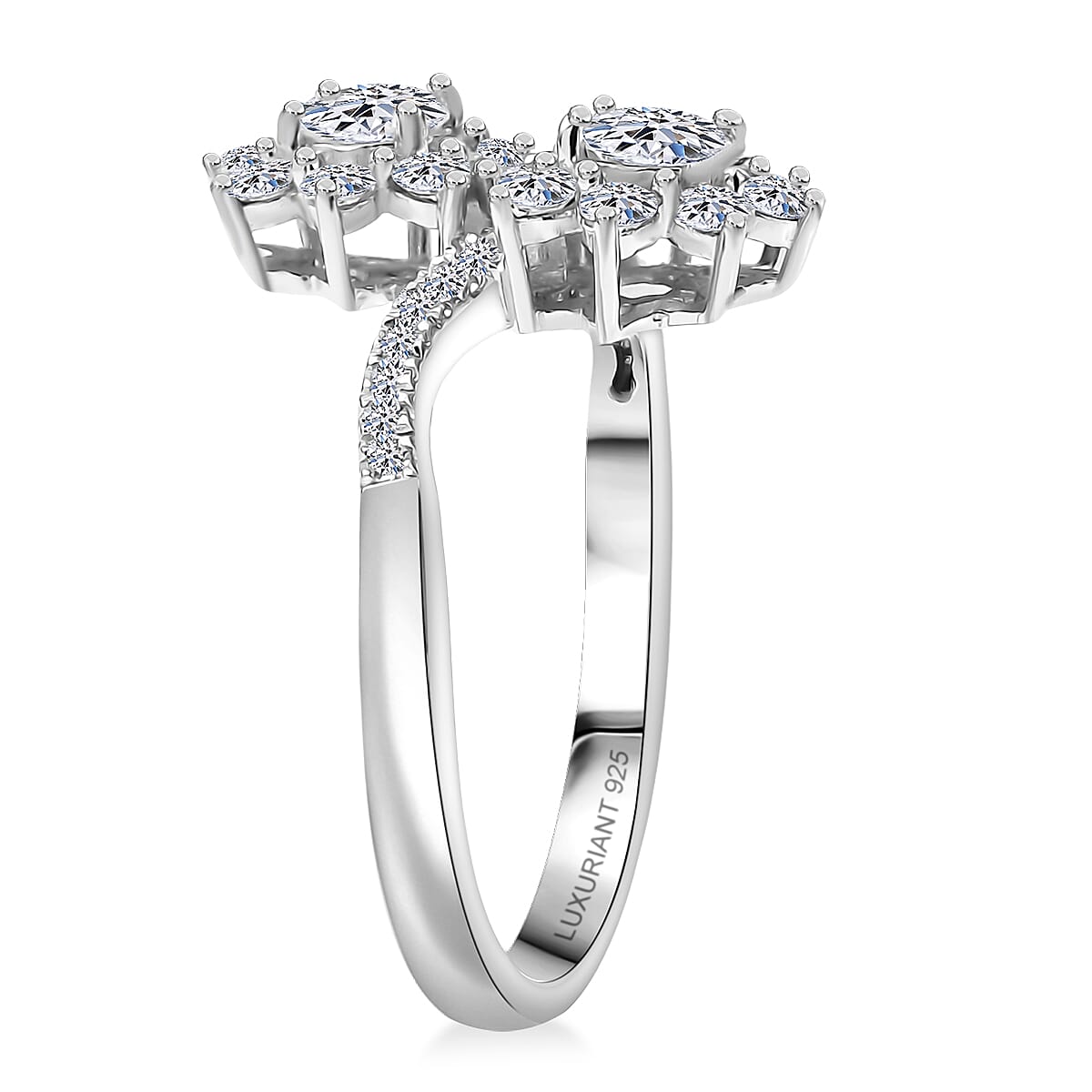 Luxuriant Lab Grown Diamond G-H SI 1.00 ctw Twin Aura Ring in Rhodium Over Sterling Silver (Size 8.0) image number 3