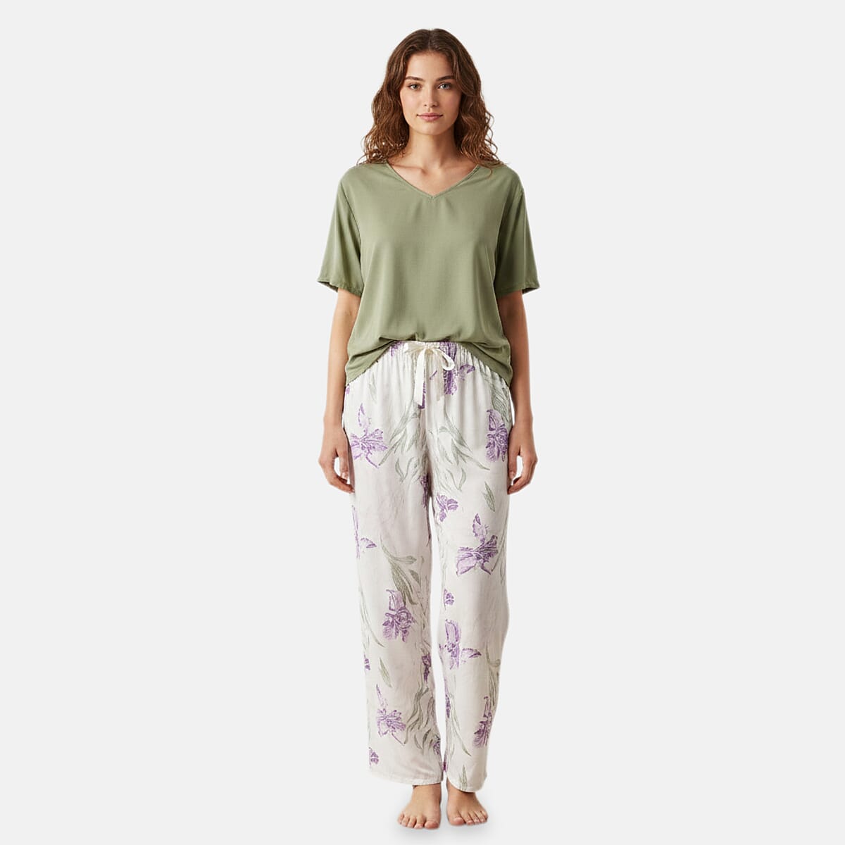 La Marey Light Green Casual Basic Tops and Flowy Wide Leg Pants - One Size Fits Most image number 0