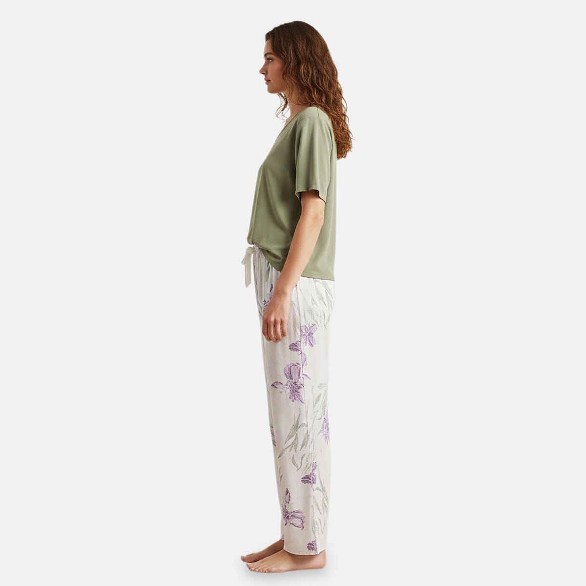 La Marey Light Green Casual Basic Tops and Flowy Wide Leg Pants - One Size Fits Most image number 1