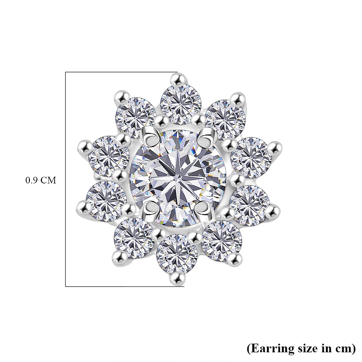 Luxuriant Lab Grown Diamond G-H SI 1.10 ctw Bloom Halo Studs Earrings in Rhodium Over Sterling Silver image number 4