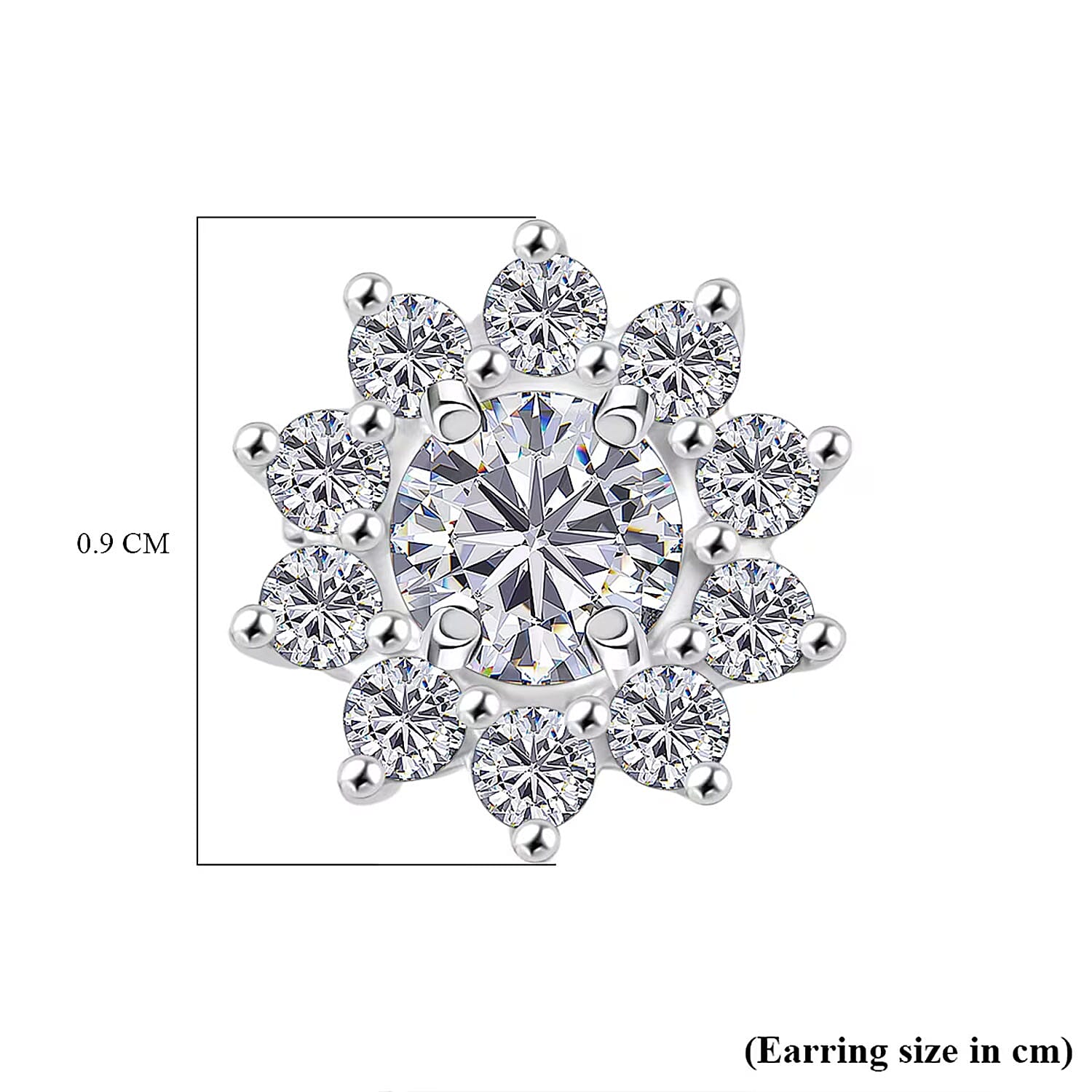 Luxuriant Lab Grown Diamond G-H SI 1.10 ctw Bloom Halo Studs Earrings in Rhodium Over Sterling Silver