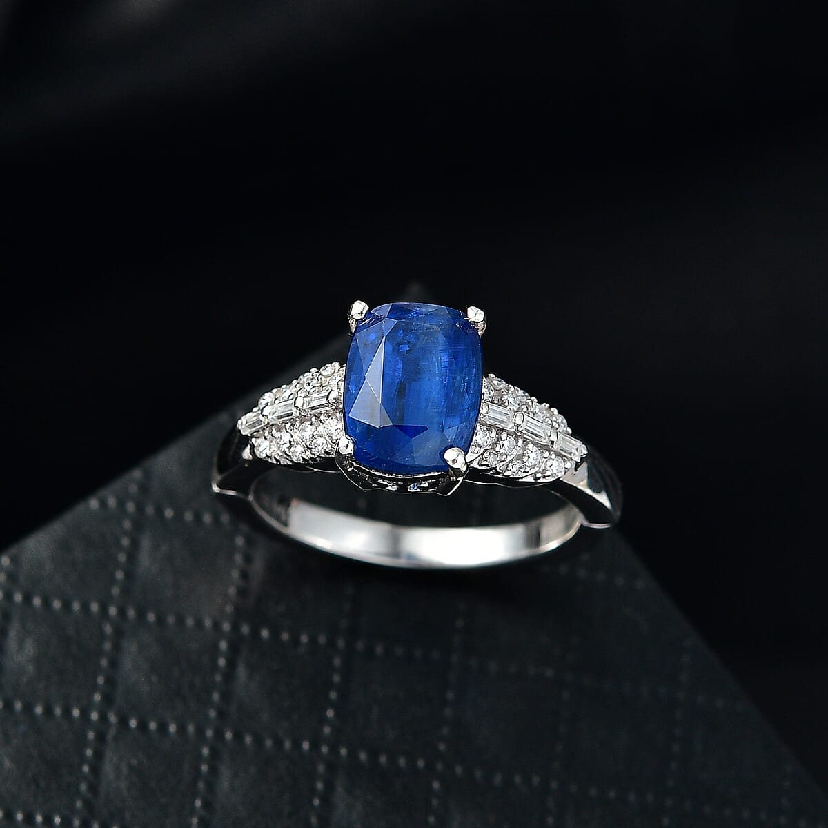 D'Joy Kashmir Kyanite, Moissanite Ring in Rhodium Over Sterling Silver 3.00 ctw (Size 10.0) image number 1