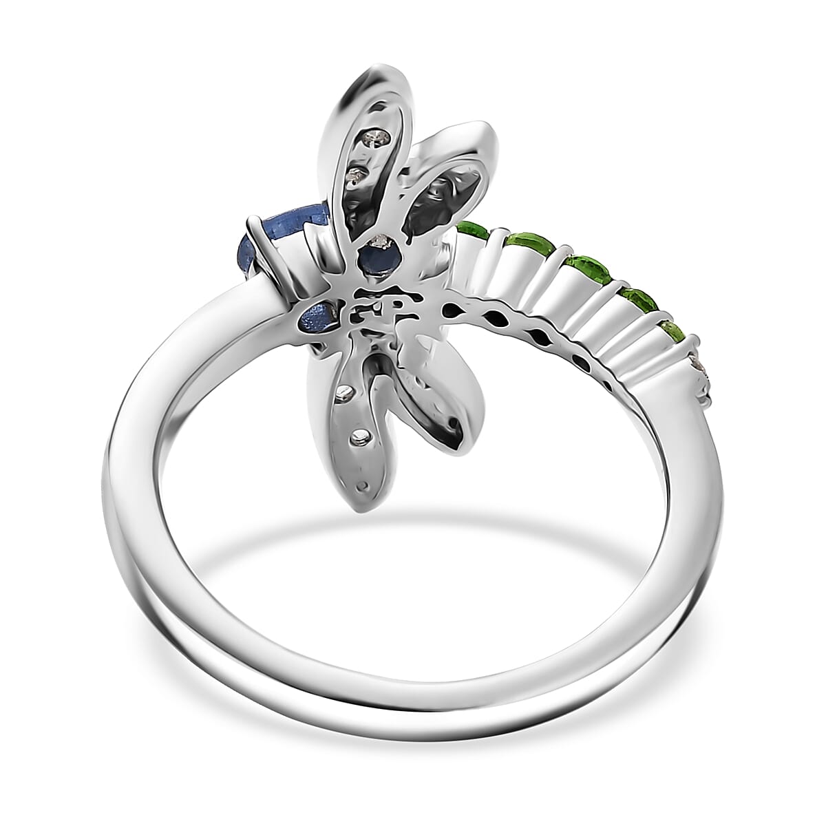 GP Trionfo Collection Kashmir Kyanite and Multi Gemstone 0.65 ctw Ring in Rhodium Over Sterling Silver (Size 7.0) image number 5