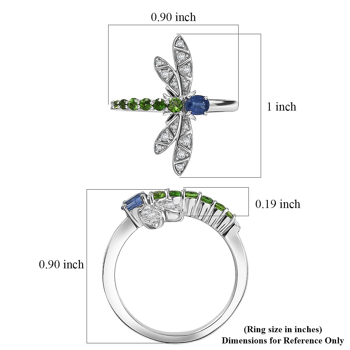 GP Trionfo Collection Kashmir Kyanite and Multi Gemstone 0.65 ctw Ring in Rhodium Over Sterling Silver (Size 9.0)  image number 6