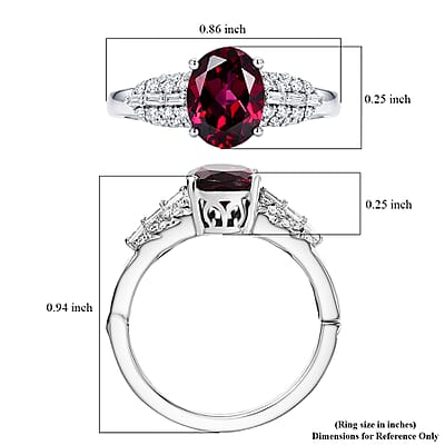 D'Joy Orissa Rhodolite Garnet and Moissanite 2.50 ctw Victorian Crown Scroll Ring in Rhodium Over Sterling Silver (Size 10.0)