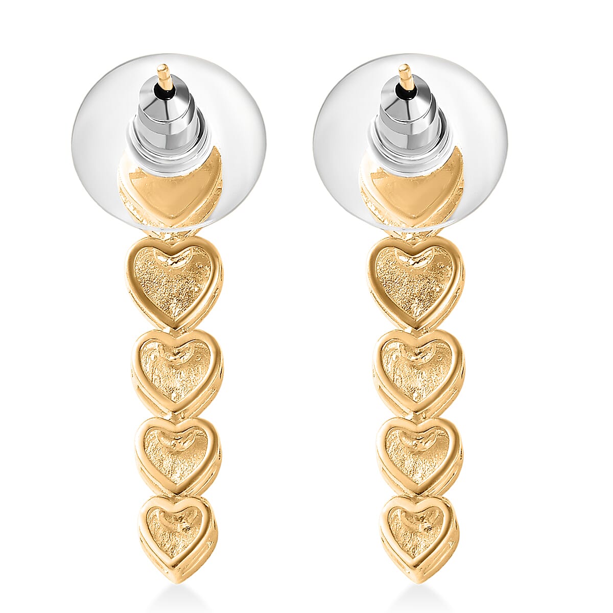 EverTrue Bronzella Collection Heart Danling Earrings in 18K Yellow Gold Plated Bronze image number 4