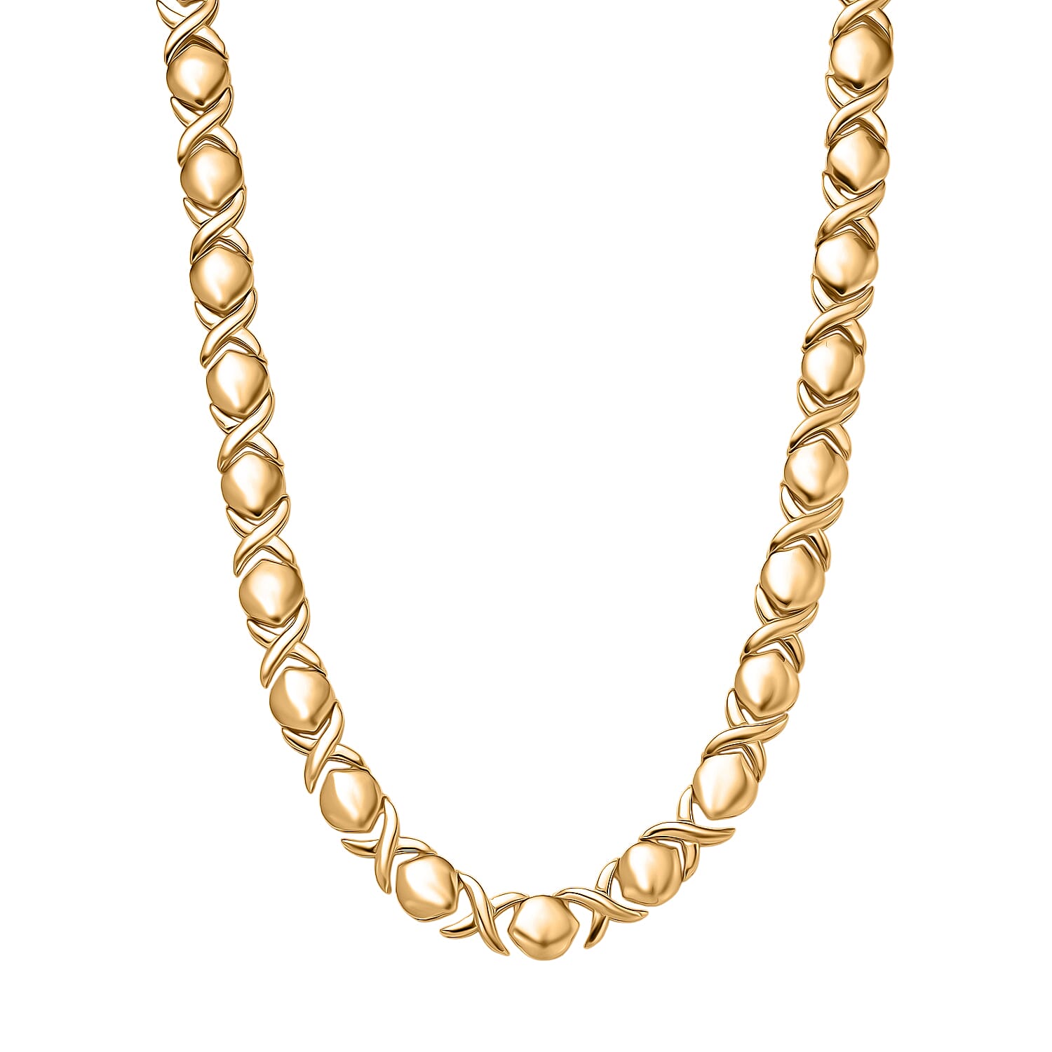 EverTrue Bronzella Collection Infinity Link XOXO Necklace in in 18K YG Plated Bronze 18-20 Inches 