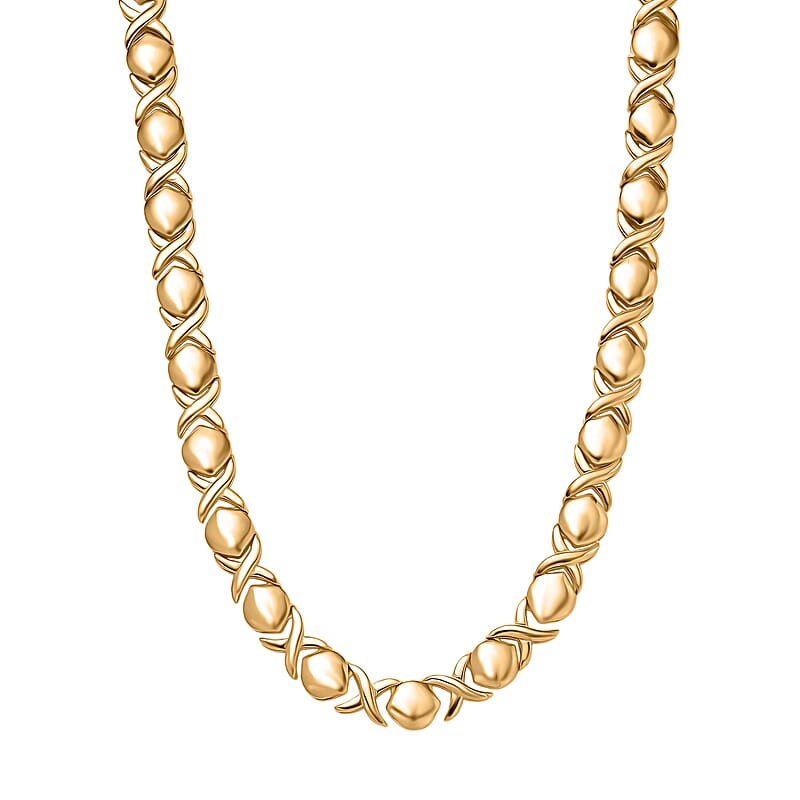 EverTrue Bronzella Collection Infinity Link XOXO Necklace in in 18K YG Plated Bronze 18-20 Inches