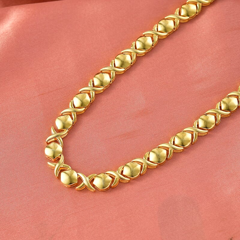 EverTrue Bronzella Collection Infinity Link XOXO Necklace in in 18K YG Plated Bronze 18-20 Inches