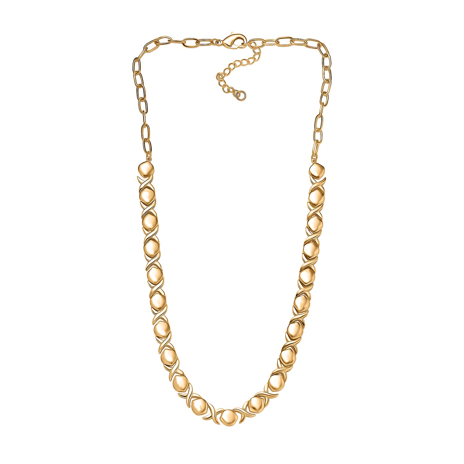 EverTrue Bronzella Collection Infinity Link XOXO Necklace in in 18K YG Plated Bronze 18-20 Inches 