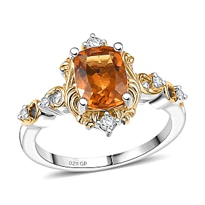 GP Royal Art Deco Collection Premium Brazilian Citrine and Multi Gemstone 1.60 ctw Ring in 18K Vermeil YG and Rhodium Over Sterling Silver (Size 5.0) (Del. in 12-15 Days) 
