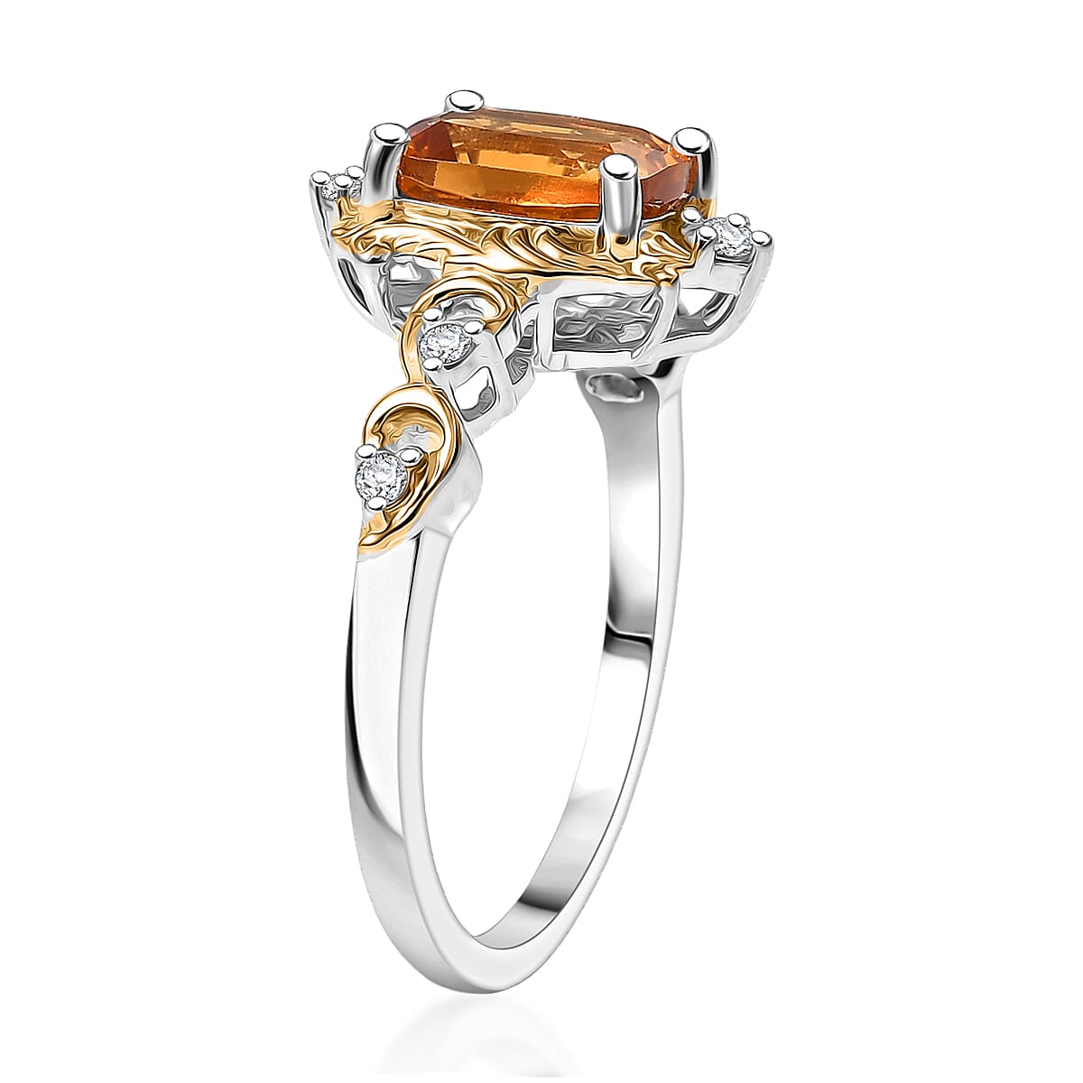 GP Royal Art Deco Collection Premium Brazilian Citrine and Multi Gemstone 1.60 ctw Ring in 18K Vermeil YG and Rhodium Over Sterling Silver (Size 8.0) (Del. in 12-15 Days)  image number 4