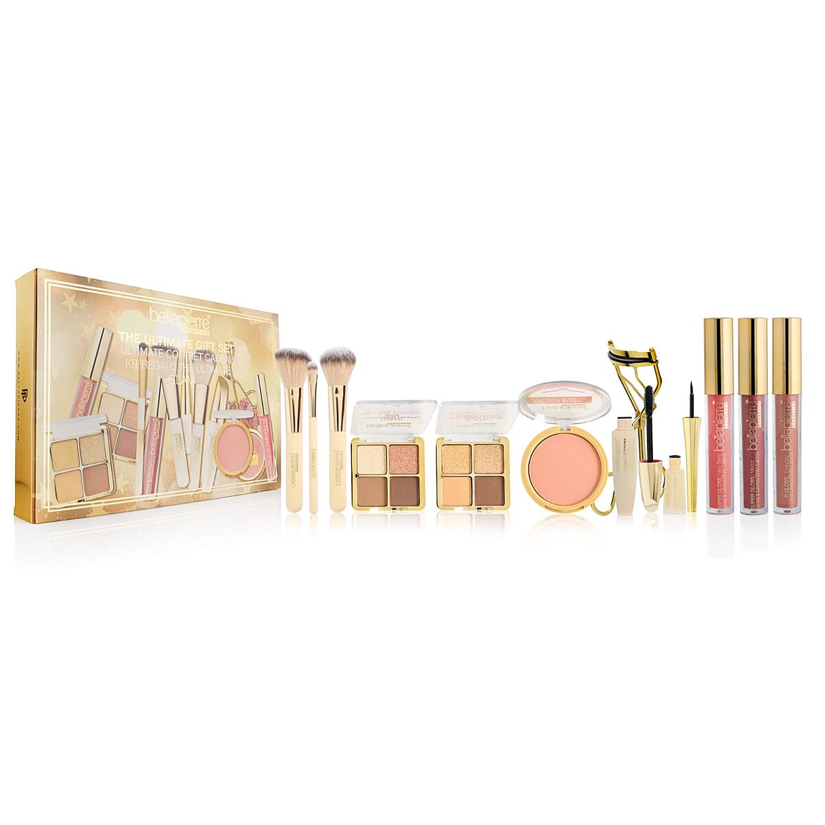 Doorbuster Bellapierre Glam 12pcs Ultimate Gift Set (Gloss, Eyeliner, Mascara, Blush, Curler, Palette) image number 0