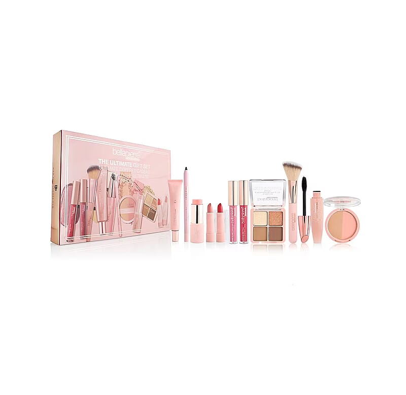 Bellapierre Nude 11pcs Ultimate Gift Set (Gloss, Lipstick, Blush, Bronzer, Palette, Primer, Mascara, Eyeliner, Brush)