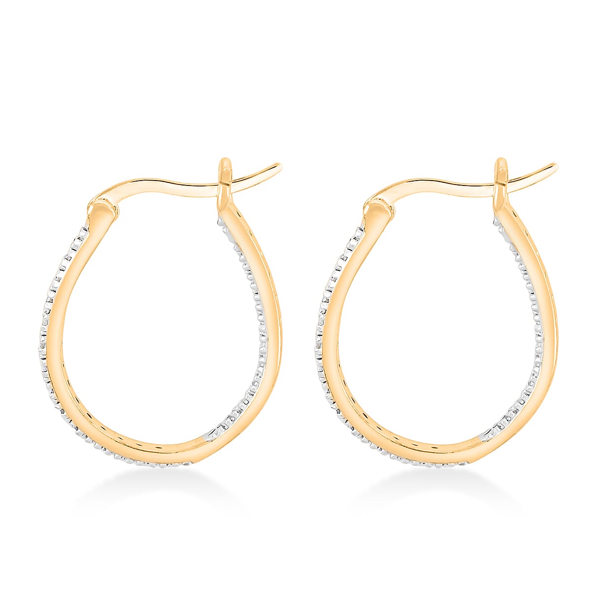 White Diamond 0.05 ctw Earrings in 14K Yellow Gold Over Sterling Silver  image number 3