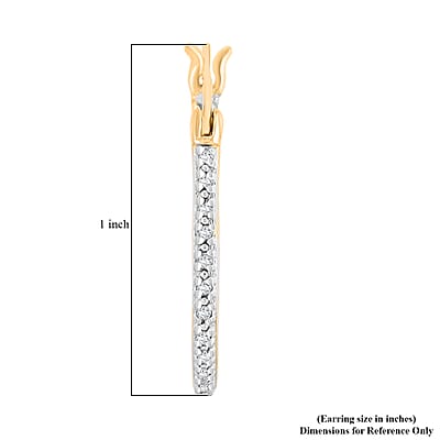 White Diamond Hoop Earrings in 14K YG Over Sterling Silver 0.05 ctw