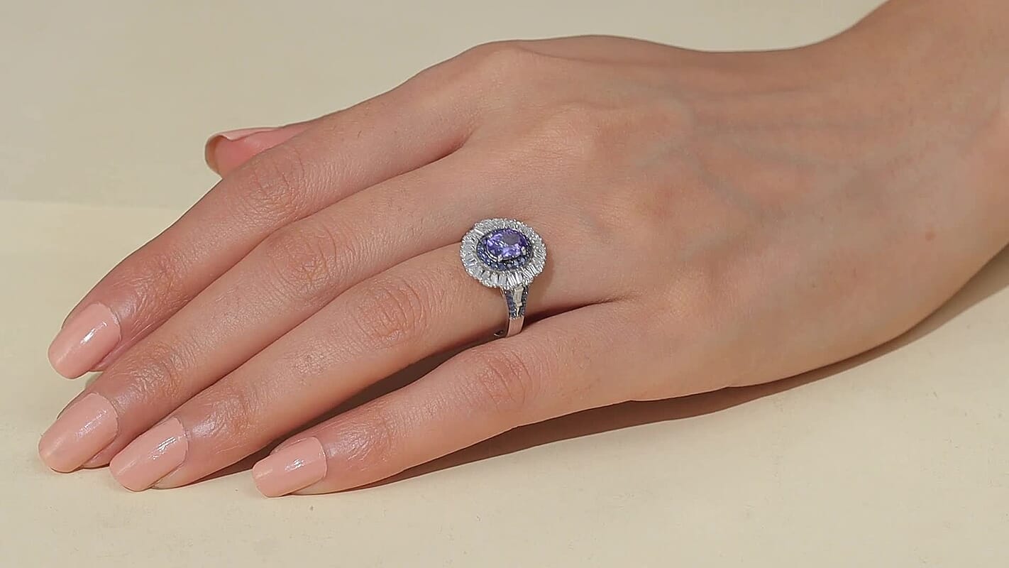 TLV D'Joy Premium Tanzanite, Multi Gemstone Ring in Rhodium Over Sterling Silver (Size 10.0) 2.00 ctw