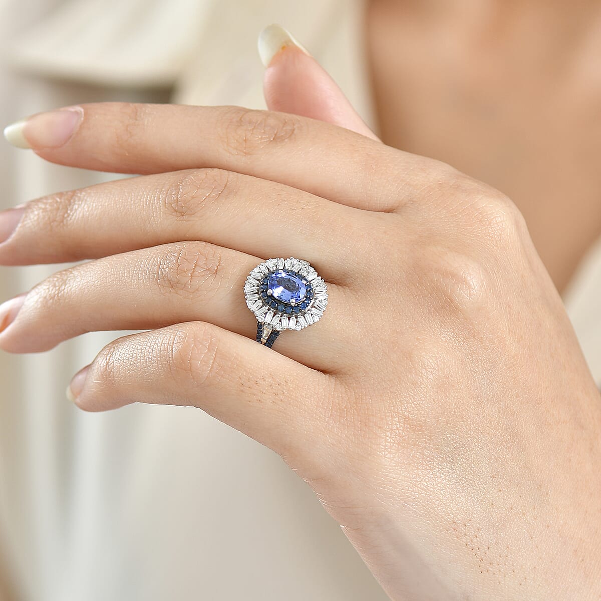 D'Joy Premium Tanzanite and Multi Gemstone 2.00 ctw Ring in Rhodium Over Sterling Silver (Size 7.0) image number 2