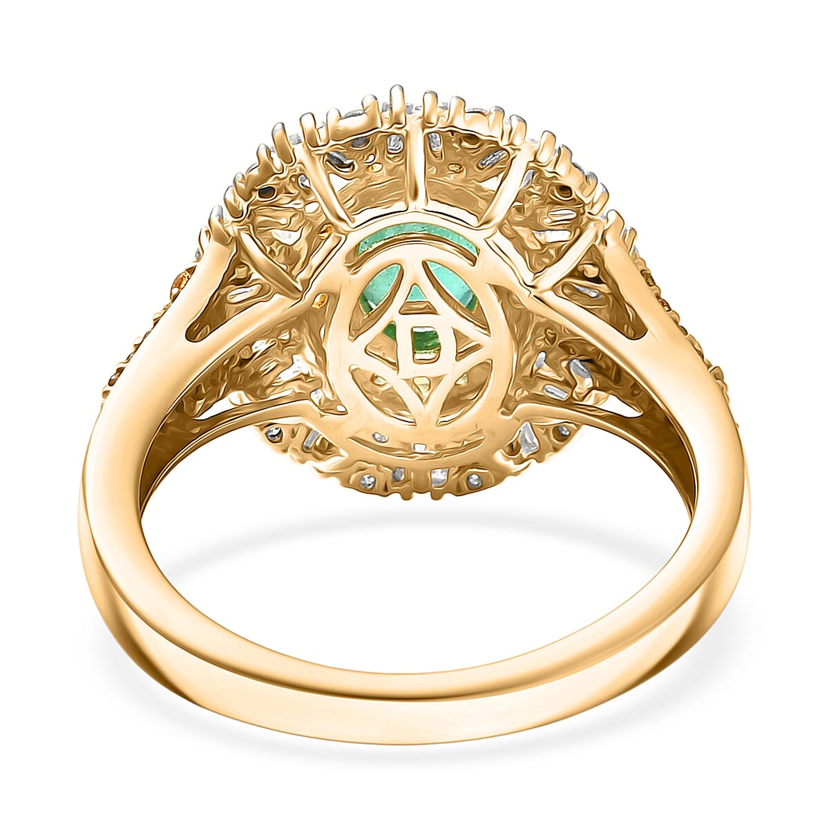 D'Joy Kagem Zambian Emerald, Multi Gemstone Ring in 18K Vermeil YG Over Sterling Silver 1.70 ctw (Size 10.0) image number 4