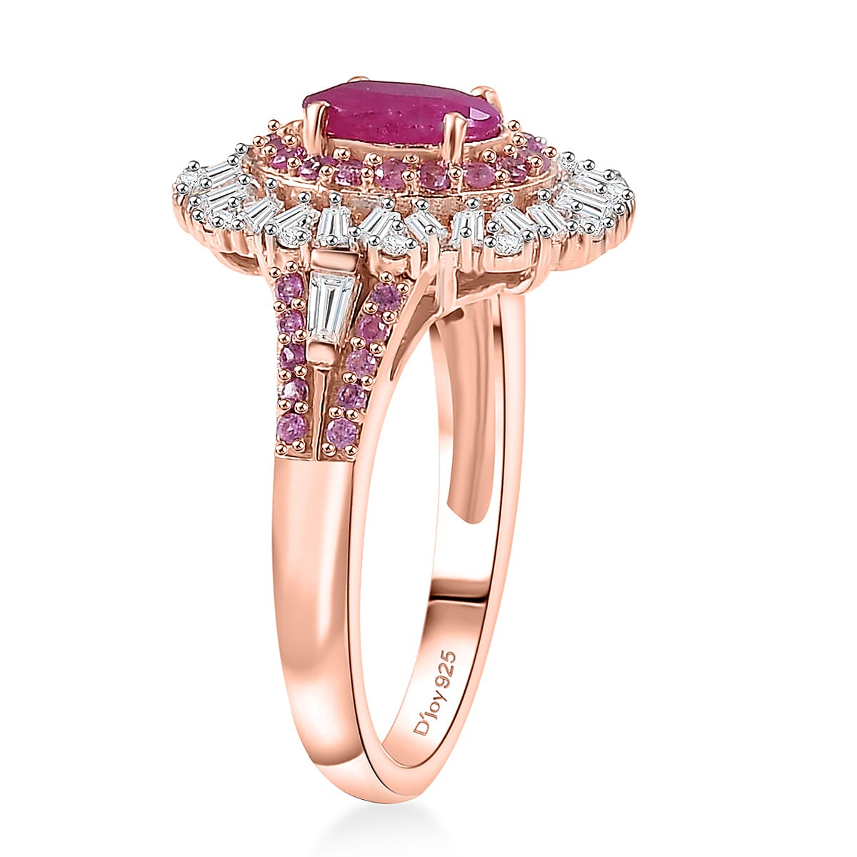 D'Joy Montepuez Ruby, Multi Gemstone Ring in 18K Vermeil RG Over Sterling Silver 1.90 ctw (Size 10.0) image number 3