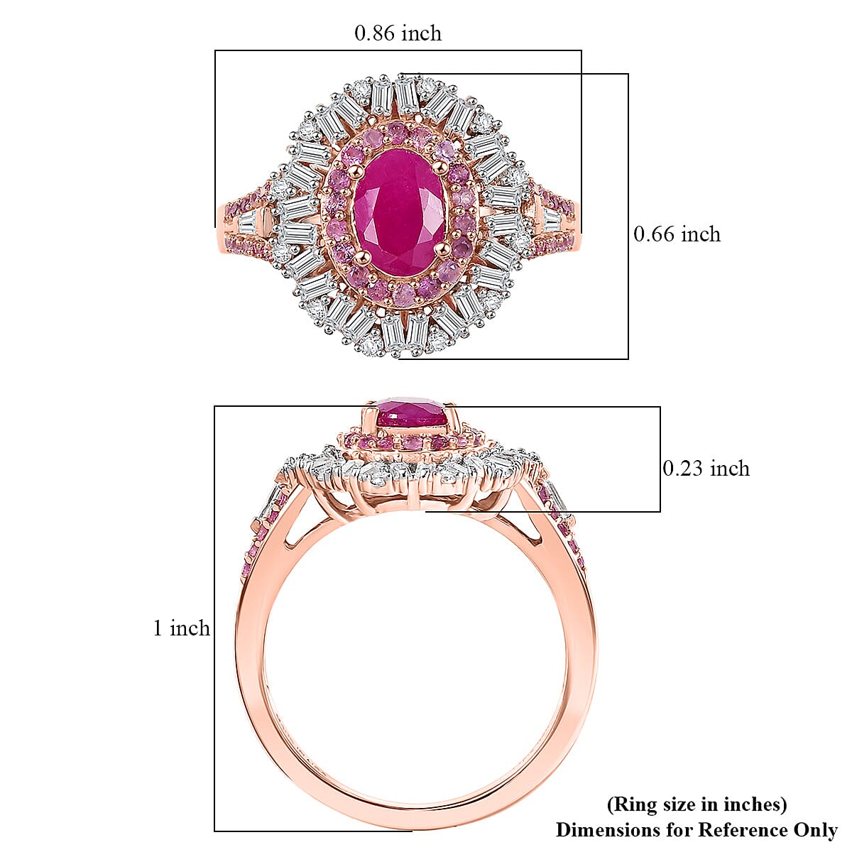 D'Joy Montepuez Ruby, Multi Gemstone Ring in 18K Vermeil RG Over Sterling Silver 1.90 ctw (Size 7.0) image number 5