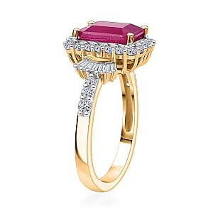 Premium Royal Ruby and Luxuriant Lab Grown Diamond G-H SI 4.00 ctw Scarlet Crown Jewel Ring in 18K Vermeil Yellow Gold Over Sterling Silver (Size 6.0) (Del. in 8-10 Days)