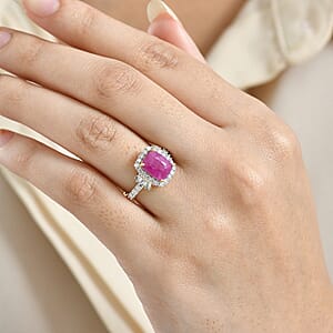 Premium Royal Ruby and Luxuriant Lab Grown Diamond G-H SI 3.85 ctw Ring in 18K Vermeil Yellow Gold Over Sterling Silver (Size 6.0)