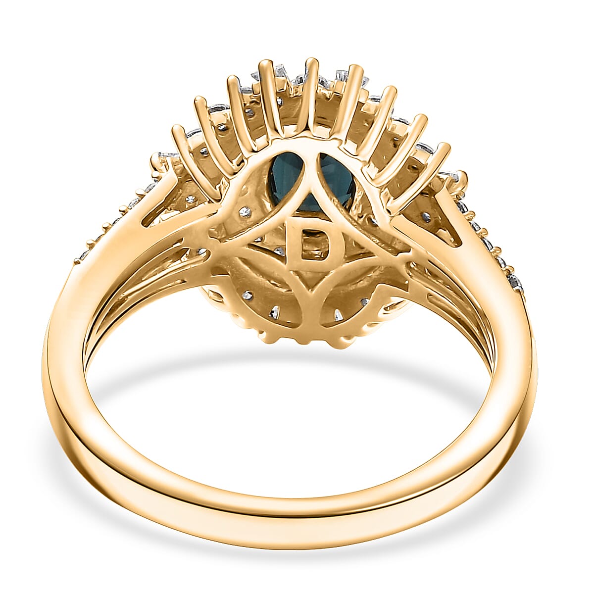 D'Joy AAA Monte Belo Indicolite and Moissanite 1.40 ctw Ring in 18K Vermeil Yellow Gold Over Sterling Silver (Size 6.0) image number 4