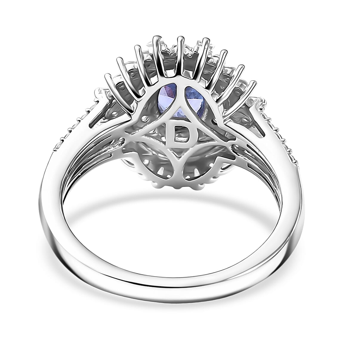 D'Joy AAA Tanzanite and Moissanite 1.60 ctw Ring in Rhodium Over Sterling Silver (Size 8.0) image number 4
