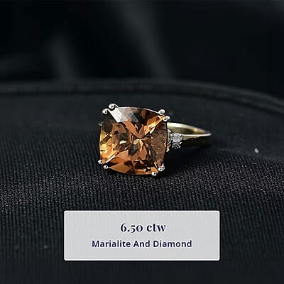 Luxoro AAA Marialite, Diamond Art Deco Ring in 10K Yellow Gold 6.50 ctw (Size 12.0)