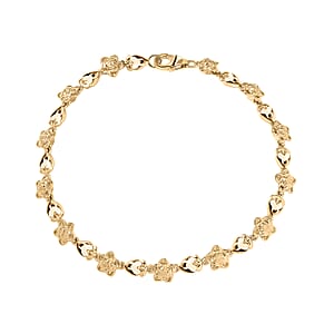 Luxoro Blooming Rose Bracelet in 10K Yellow Gold (6.50 In) 9.71 Grams